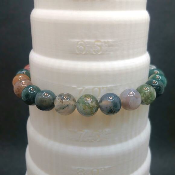 Mixed Moss Agate Gemstone Bracelet Handmade 8mm Beaded Stretch Natural NEW - Picture 6 of 11